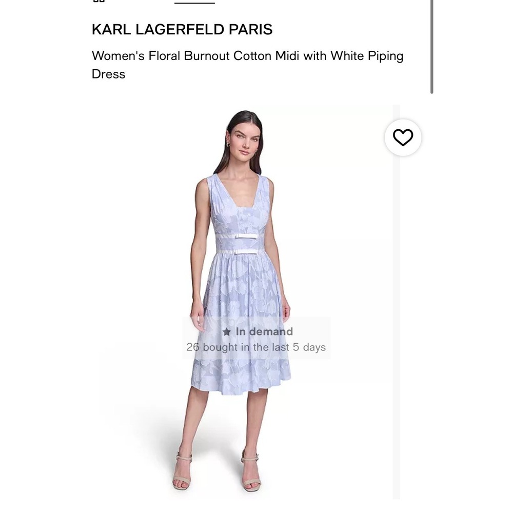 Karl Lagerfeld Paris Floral Burnout Cotton Midi Dress Blue White LD6YAQ81 14 - Picture 3 of 9